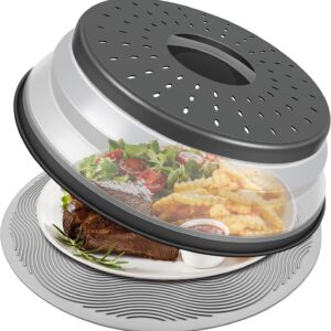 LekDrok 10 Inch Microwave Food Cover & Collapsible Silicone Mat